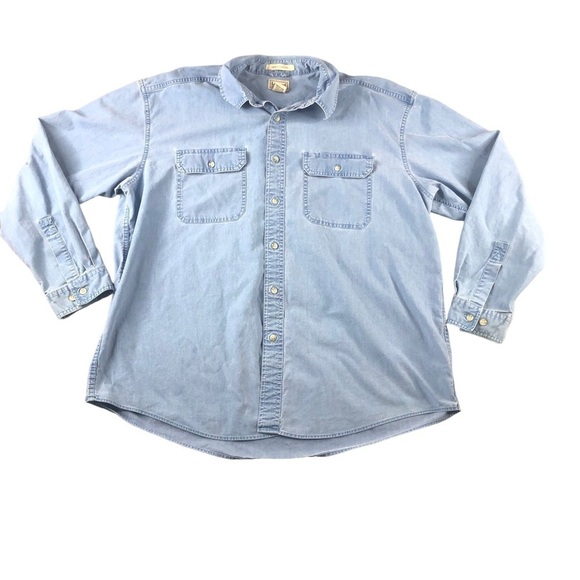 LL Bean Traditional Fit Button Front Long Sleeve Denim Shirt, Casual - Picture 1 of 9